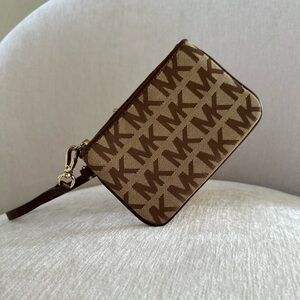 Michael Kors Signature Wristlet Wallet Tan and Brown